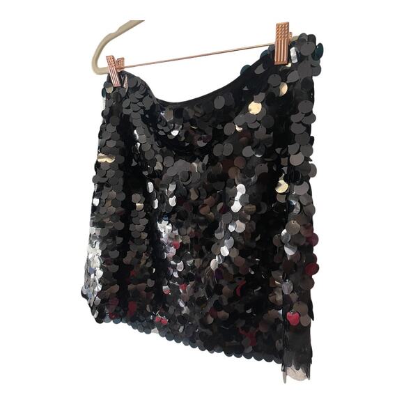 SIMON MILLER Sequin Dizzy Party Mini Skirt Mid Rise Lined Black Size 10 - Picture 8 of 13